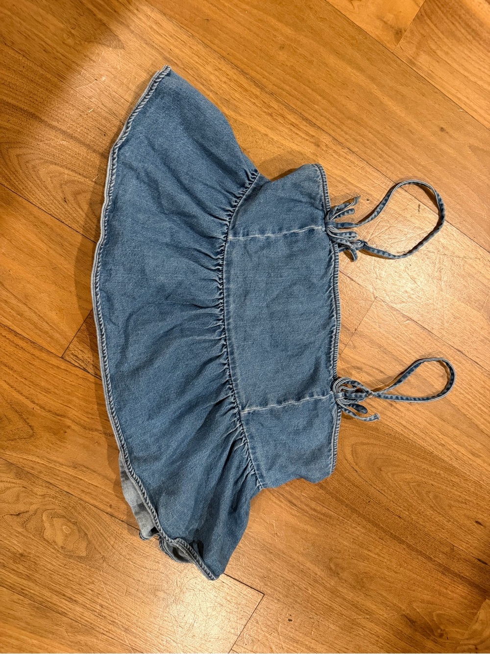 American Eagle Outfitters Denim Ruffle Cami - Blue